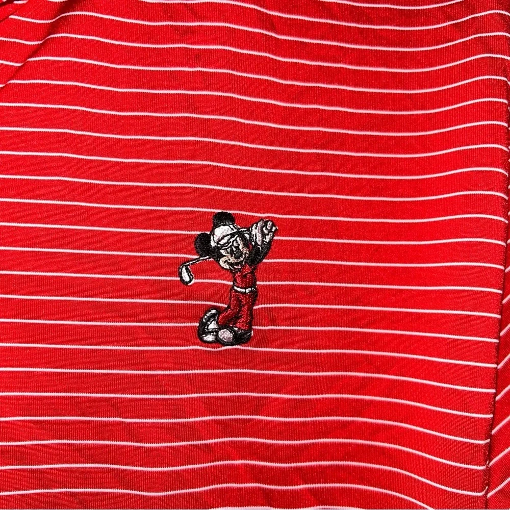 Disney Mickey Nike Golf Dri-FIT red stripe Golf Polo Shirt XL top parks